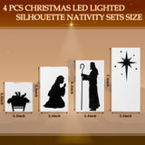 VIHOSE 4 Pcs Christmas Nativity Scene Candle Holders Tea Light Jesus Advent Candle Holder Wood Block Nativity Table Centerpiece Decor with Battery Operated LED Candles for Christian Gift