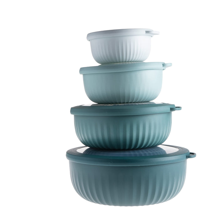 COOK WITH COLOR Prep Bowls with Lids- Wide and Deep Nesting Plastic Small Mixing Bowl Set with Lids, 8 Piece Set - Wide Bowls, Teal
