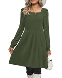 OFEEFAN Christmas Sweater Dress Women Long Sleeve Dress with Pockets ArmyGreen M