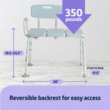 Medline Tub Transfer Bench and Shower Chair with Microban Antimicrobial Protection, Adjustable Shower Bench and Bath Seat For Seniors And Elderly, 350 lb. Weight Capacity, Light Blue