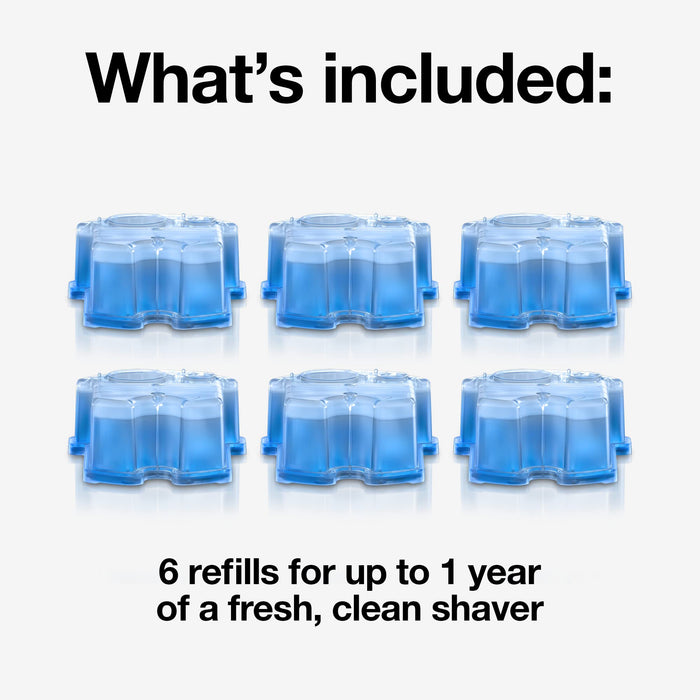 Braun Clean & Renew Refill Cartridges CCR, Replacement Shaver Cleaner Solution for Clean&Charge Cleaning System, Pack of 6