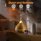 Essential Oil Diffusers 550ml Diffuser,10 Essential Oils Diffuser Gift Set,Advanced Ceramic Ultrasonic Technology Aromatherapy Diffusers Auto Shut-Off for 15 Ambient Light Settings（Yellow）