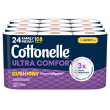 Cottonelle Ultra Comfort Toilet Paper with Cushiony CleaningRipples Texture, 24 Family Mega Rolls (24 Family Mega Rolls = 108 Regular Rolls) (4 Packs of 6), 296 Sheets per Roll, Packaging May Vary