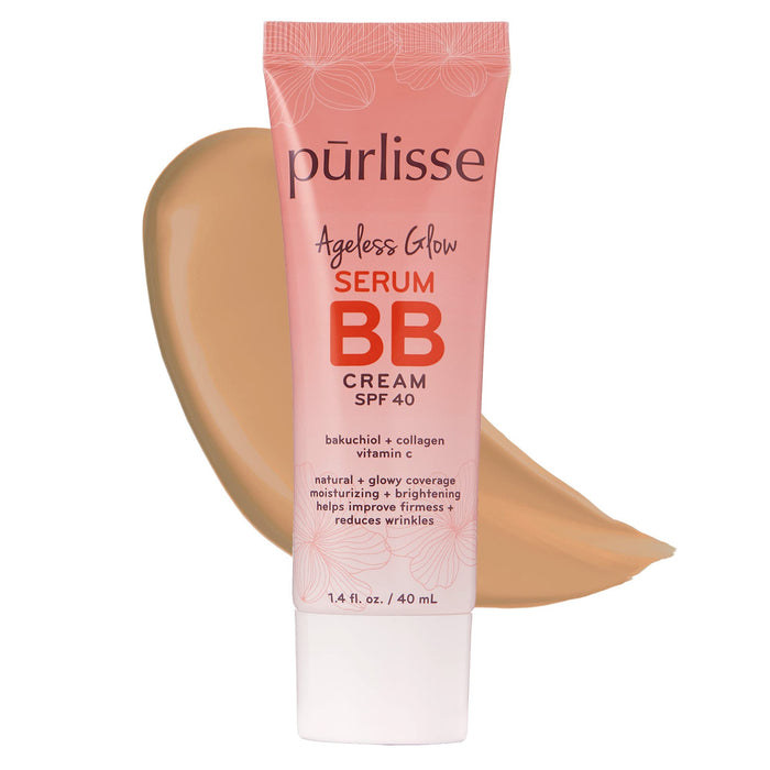 PURLISSE Ageless Glow Serum BB Cream with SPF 40, Light Medium 1.4 oz - Sealed