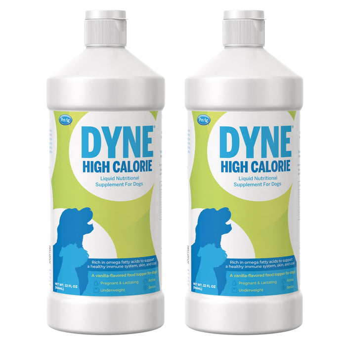 Pet-Ag Dyne High Calorie Liquid Nutritional Supplement for Dogs & Puppies 8 Weeks and Older - 32 oz, Pack of 2 - Supports Performance and Endurance - Sweet Vanilla Flavor