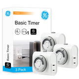 GE 24-Hour Indoor Plug-In Outlet Timer, 1 Polarized Outlet, Timers for Electrical Outlets Indoor, Light Timers Indoor, 30 Minute Intervals, Daily ON/OFF Cycle, Christmas Tree Timer, 3 Pack, 44801-P1