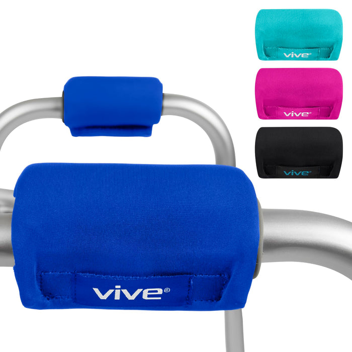 Vive Walker Handle Cushions - Padded Hand Covers - Soft Padding Medical Accessories for Folding Rolling Wheelchair, Rollator Handle, Senior, Elderly Grippers - Foam Crutch Pads Grips - Mobility Aid (Blue)