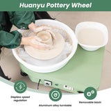 Huanyu Pottery Wheel Ceramic Machine 10" with Foot Pedal, Electric Pottery Machine with Detachable Basin for Pottery Studio/Home Pottery DIY/Pottery Training Christmas (110V for Teenagers)