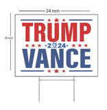 Trump Vance 2024 Yard Sign 24x18" MAKE AMERICA GREAT AGAIN MAGA Trump 2024 Both Side Printed With H Stakes