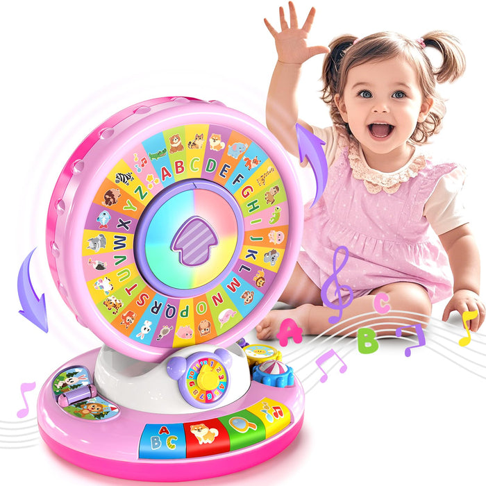 Toys for 1 2 3 Years Old Boys Girls, Musical Spin & Sing Alphabet Zoo with Lights & Sounds, Learning Educational Toys for Toddler 1-3, Christmas Birthday Gifts for Baby Kids Age 6-9-12-18 Months