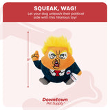 Downtown Pet Supply President Chomp Political Dog Toy - Novelty Political Parody, Dog Chew Toy with Squeaker - Trump Dog Toy Plush Design with Double Stitching