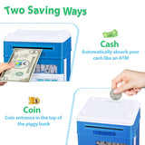 MAGIBX Piggy Bank Toys for 4 5 6 7 8 Year Old Boys Gift Ideas, Real Money Saving Box for Boys Toys Age 6-8-10, Christmas Birthday Gifts for 4 5 Year Old Boys ATM Machine for Kids 3-5, Blue Stuff