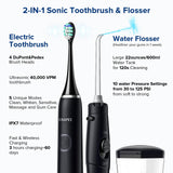 All-in-One Water Flosser&Ultrasonic Toothbrush Combo - Extra Capacity Electric Water Toothbrush w/ 7 Jet Tips&4 Brush Heads for Whitening-Ultimate Power Electric Flosser for Dental Care