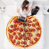 QiyI Pizza Blanket 2.0 Double Sided for Adult and Kids, Giant Food Throw Blanket Funny Thanksgiving Gifts, Christmas Novelty Gift Round Taco Blanket, Warm Soft Tortilla Blanket 72" in Diameter, Red