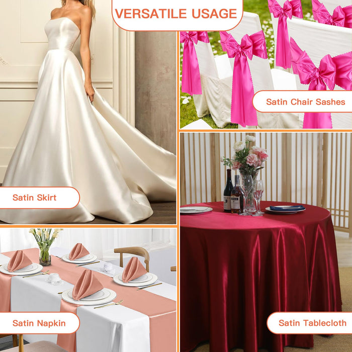 P Pothuiny 5 Yards x 55 Inch Wide Blush Pink Satin Fabric by The Yard, Silky Charmeuse Satin Fabric for Bridal Wedding Dress Decor DIY Apparel Crafts