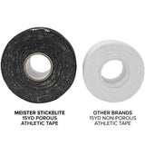 Meister StickElite Professional Porous Athletic Tape - 15yd x 1.5" - Black - 3 Rolls