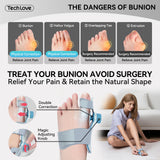 Tech Love Bunion Corrector for Women & Men Comfortable, Effective Double Correction Adjustable Knob Orthopedic for Big Toe Relief Bunion Splints Hammer Toe Straightener with Silicone Pad, 1PCS