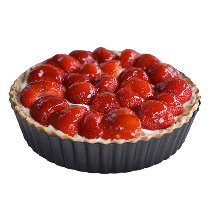 RICHSC-PAN Deep Tart Pan, 9.5 x 2.2 Inches Non-Stick Tall Tart Pan Bottom Can Be Removed. Suitable for Making Various Pies, Tarts and Quiche. Easy to Clean is the Choice for Home Baking
