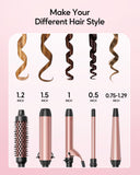 Wavytalk 5 in 1 Curling Iron,Curling Wand Set with Thermal Brush and 4 Interchangeable Ceramic Curling Wand(0.5”-1.5"),Instant Heat Up Wand Curler, Dual Voltage Curling Iron