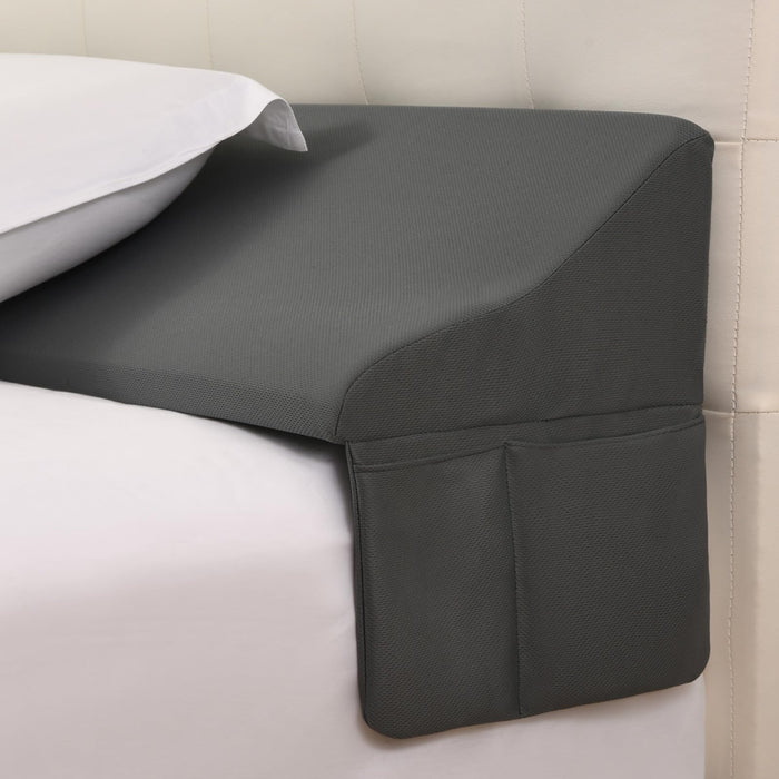 Vekkia Queen Bed Wedge Pillow for Headboard Gap Filler(0-7"),High-Density Foam,Prevents Pillows & Items from Falling,Ergonomic Design,Large Storage Pockets, Removable&Washable Cover,Gray,60''x7''x11''