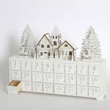 PIONEER-EFFORT Christmas Wooden Advent Calendar House with 24 Drawers Countdown to Christmas Decoration Fill Small Gifts for Kids (14.8'' x 3.1'' x10.6''., White)