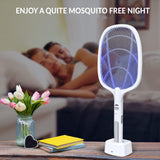 2 in 1 Electric Bug Zapper, Mosquitoes Trap Lamp & Racket, USB Rechargeable Electric Fly Swatter for Home and Outdoor Powerful Grid 3-Layer Safety Mesh Safe to Touch, Pack of 4