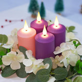 Daord D2 x H4 Advent LED Candles Set of 4 Christmas LED Flameless Pillar Candle 3 Purple and 1 Pink for Advent Rituals Festival and Special Occasions Church Decoration (3 Purple+1 Pink)