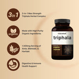 NatureBell Triphala Capsules Supplement, 1,500mg Per Serving | Made with Organic Amla, Bibhitaki, Haritaki Fruit Powder – Supports Digestive Health – Double Strength, Non-GMO