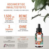 NATURTREU Vitamin A Drops High Dose – Introductory Price – 5000 IU (1500 μg) per Daily Dose – Vegan – Vitamin A Liquid – Made in Germany – Retinol Natural Feast for Eyes, 1700 Drops, 50 ml