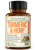 Turmeric and Hemp Capsules - Turmeric Curcumin with Black Pepper (Bioperine) for Sleep & Mood Support. Vegan Joint Support Supplement with Tumeric Extract, Hemp & Lemon Balm. 95% Curcuminoids