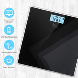 himaly Digital Body Weight Scale, USB Rechargeable Bathroom Scale with Step-On Technology, Back Light Display, Digital Weight Scale, 400Ibs/180kg Capacity, 6mm Tempered Glass