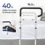 NIMOOD C3 PRO Bed Rails for Elderly Adults Safety with Extension Legs, Direct Uneven Ground, Adjustable Heights Bed Cane with Non-Slip Ergonomic Handle, Motion Light Avoid Seniors Bedside Fall, White