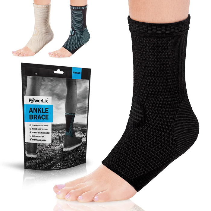 POWERLIX Ankle, Feet Orthopedic Brace Compression Support Sleeve (Pair) for Swelling, Sprain, Plantar Fasciitis, Arthritis, Tendinitis