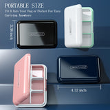 Travel Pill Organizer Moisture WaterProof Small Pill Box for Pocket Purse 6 Compartments Portable Pill Case Medicine Vitamin Holder Container (White, 6 Compartments)