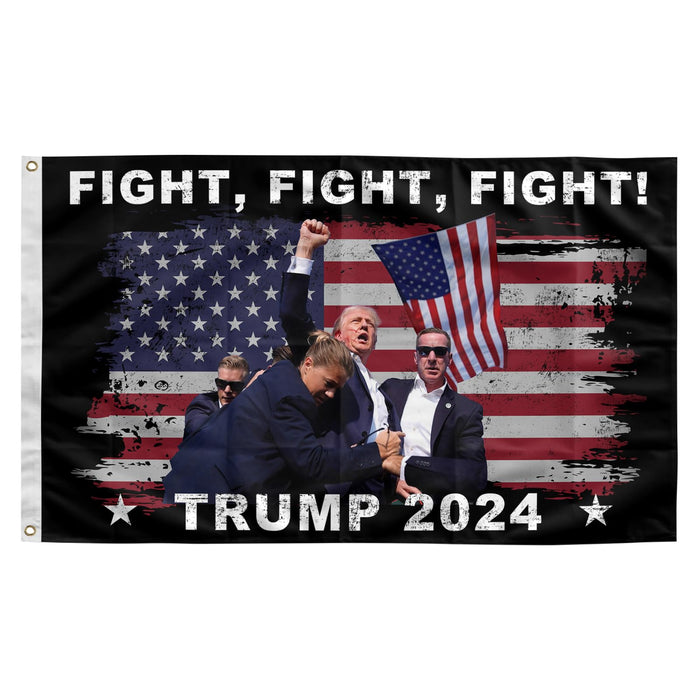 Trump Shooting Flag Fight Fight Fight Flag Trump 2024 Flags 3x5 FT Polyester Banner with Brass Grommets for Indoor Outdoor Decorations (black8)
