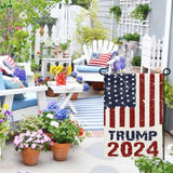 2024 Donald Trump Garden Flags for Outside 12x18 Double Sided Burlap, Retro style American President Election Yard Lawn Outdoor Decoration Banner Small Sign Trump 2024 Flag DF551