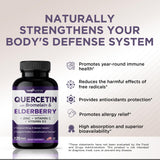 Quercetin with Vitamin C and Zinc - Elderberry - Quercetin 500mg - Quercetin with Bromelain - Zinc Quercetin - Vitamin D3 - 6 in 1 Daily Immune Support, Non-GMO, Gluten-Free - Sambucus Supplement -USA