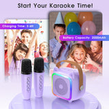 Mini Karaoke Machine for Kids, Portable Bluetooth Speaker with 2 Wireless Microphones, Toys Gifts for Girls Ages 4, 5, 6, 7, 8, 9, 10, 11, 12+ Year Old Birthday Gift for Christmas (Purple 2 Mics)