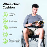 AUVON Wheelchair Seat Cushions (18"x16"x3") for Sciatica, Back, Coccyx, Pressure Sore and Ulcer Pain Relief, Memory Foam Pressure Relief Cushion with Removable Strap, Breathable & Waterproof Fabric