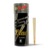 RAW Black Cones King Size | 50 Pack | Natural Pre Rolled Rolling Paper Pressed Extra Fine for Thin, Slow Burning, Naturally Translucent Paper with Tips & Packing Tubes Included