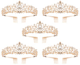 Princess Crown for Women, Crystal Queen Tiaras for Girls Bridal Hair Accessories Gifts for Birthday Wedding Prom, Bridal Party, Pageant, Halloween Christmas Costume (Gold (Pack of 5))