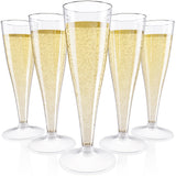 JOLLY CHEF 50 Pack Plastic Champagne Flutes Disposable 4.5 oz Clear Plastic Champagne Glasses Perfect for Wedding, Thanksgiving Day, Christmas