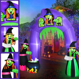 Rocinha 8 FT Tall Halloween Inflatables Witch Archway Outdoor Decorations, Halloween Blow Up Yard Decoration with Built-in LEDs, Halloween Archway Outdoor Decor for Garden, Front Yard, and Party