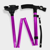 Folding Cane with Led Light, Adjustable Canes for Men and Women, Walking Stick for Elderly with Cushion Handle and Pivoting Quad Base for Hiking Mountain Climbing Backpacker-Purple……