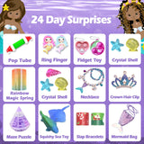 Advent Calendar 2023 for Girls - 24 Days Surprise Christmas Mermaid Gift Box - Christmas Countdown Kids Advent Calendars - Mermaid XMAS Gifts Including Hair Accessories, Fidget Toys