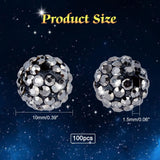 PH PandaHall 100pcs Rhinestone Clay Beads, 10mm Pave Disco Ball Clay Beads Polymer Clay Ball Beads Rhinestones Crystal Diamond Beads for Bracelet Necklace Earring Jewelry Making Christmas, Hematite