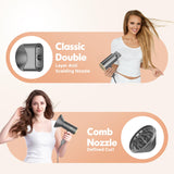 SIYOO Professional Hair Dryer, Ionic Blow Dryer with Diffuser and Nozzle, 1600 Watt Negative Ions Salon Lightweight Hairdryer Gold