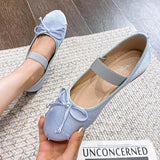 JOEupin Women’s Round Toe Ballet Flat Elastic Strap Comfortable Flats Shoes Slip On Casual Dress Shoes Blue