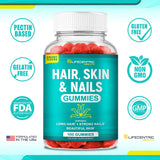 Hair Skin and Nails Gummies with High Potency Biotin 5000mcg | Tasty Hair Vitamins for Women Men and Kids | Gluten Free Hair Nail and Skin Vitamins Plus Biotin Gummies for Hair Growth