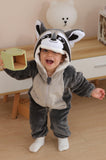 DarkCom Unisex Baby Animal Onesie Toddler Hooded Romper Halloween Cosplay Grey Raccoon Costumes Kids' Christmas Gifts 18-24 Months